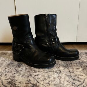 Harley-Davidson Black Leather Moto Boots